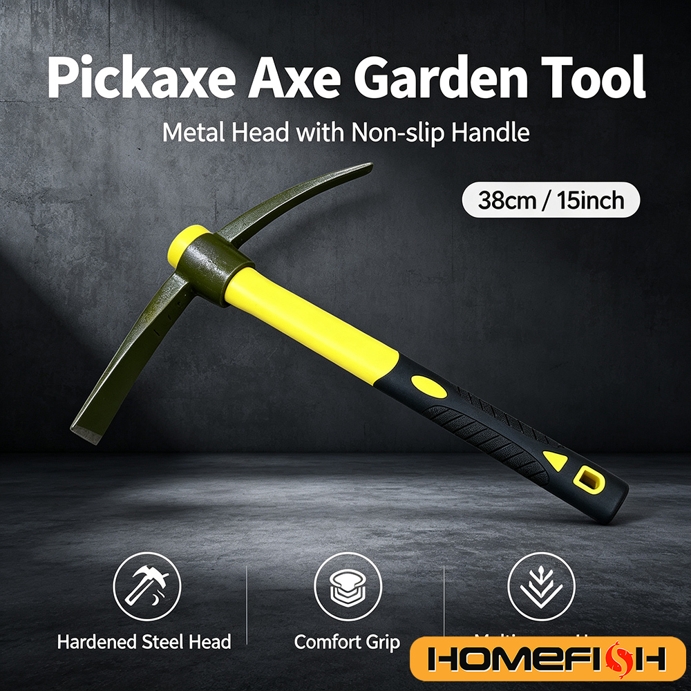 Gardening Tools Yellow - ชุดจอบพรวนดินขนาด 15 นิ้ว 1 ชิ้น พร้อมด้ามจับไฟเบอร์กลาสสีเหลือง