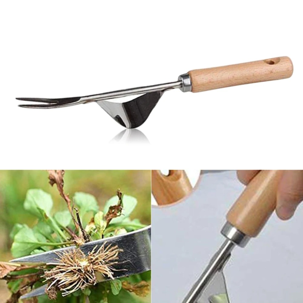 Gardening Tools Sale - เครื่องกำจัดวัชพืชในสวนสแตนเลสเครื่องมือดึงกำจัดวัชพืชแบบมือเครื่องมืออเนกประสงค์1ชิ้นด้ามไม้สำหรับการปลูกถ่ายวัชพืช