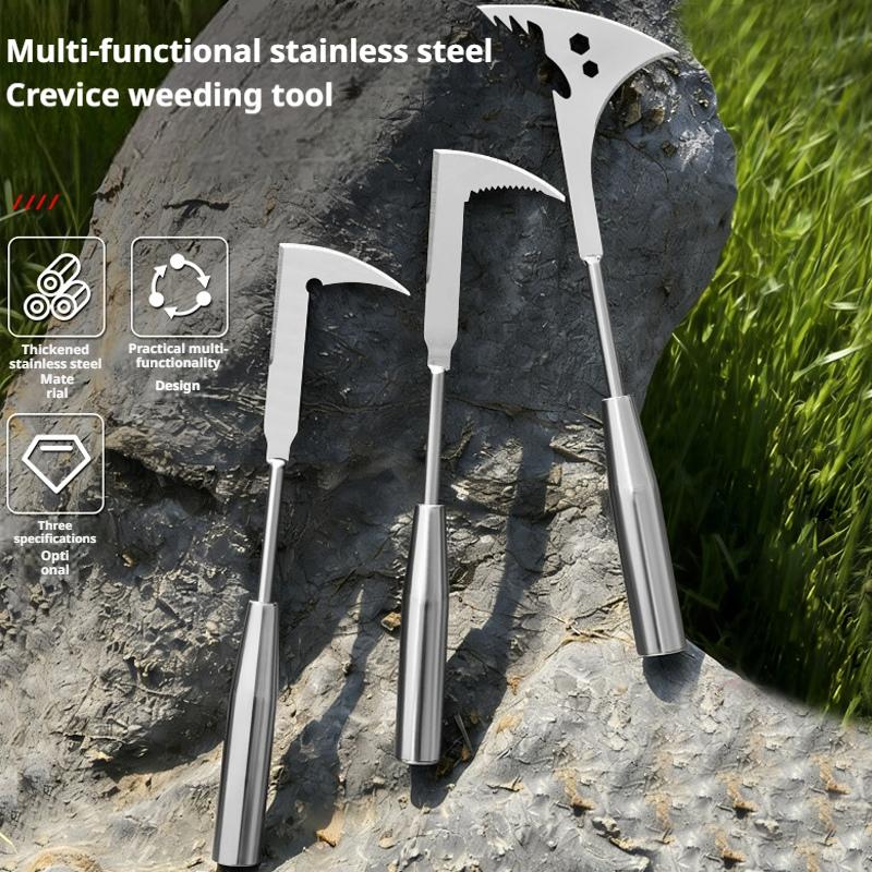 Gardening Tools To Remove Weeds - เครื่องมือกำจัดวัชพืชแบบมือถืออเนกประสงค์ รูปทรงตัว L ทำจากสแตนเลส สำหรับกำจัดรากวัชพืชในลานและสนามหญ้า