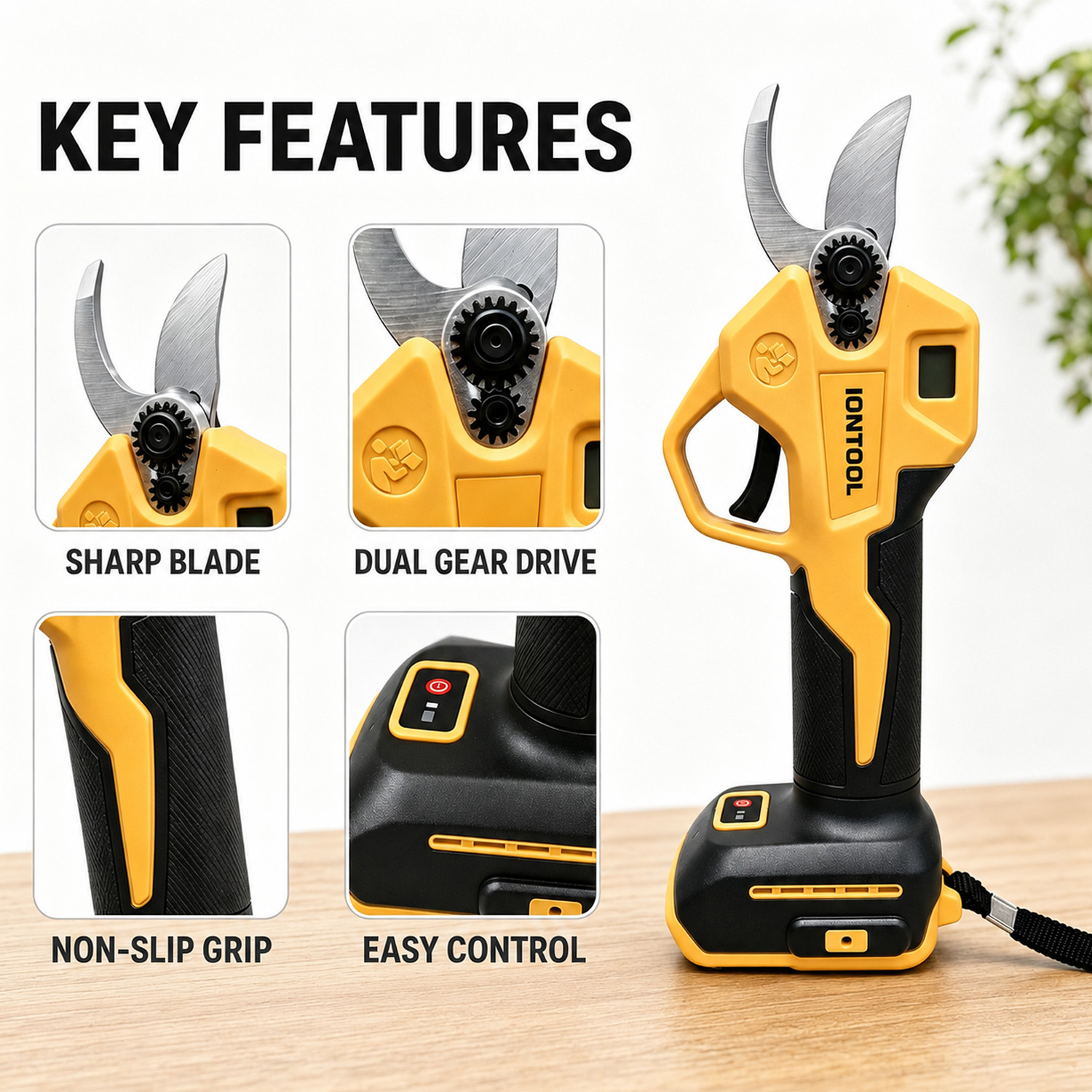 กรรไกรตัดกิ่งไร้สายแบบไร้แปรงถ - Gardening Tools Yellow บทวิจารณ์และราคา